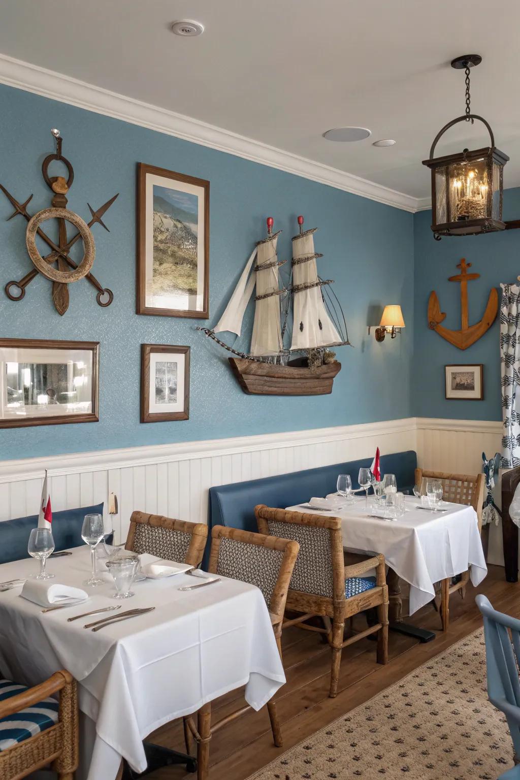 Seaside blues provide a revitalizing and tranquil vibe.