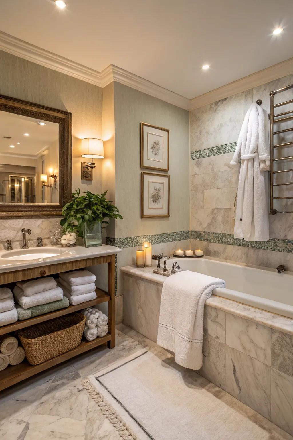 Relax with spa-inspired elements.