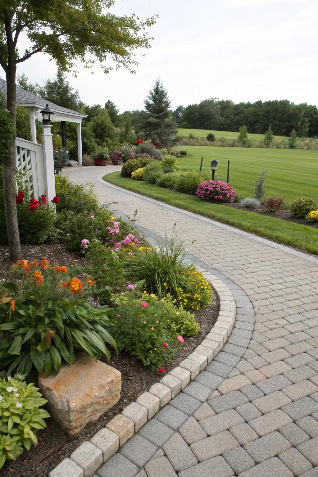 Seamless integration of block design and garden borders for a harmonious look.