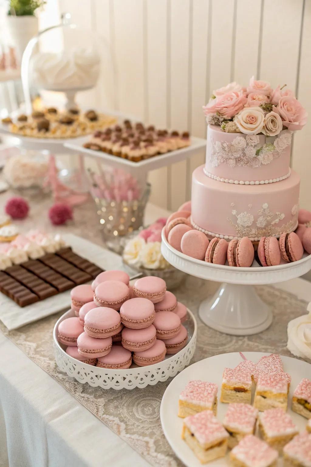 Delightful vintage rose dessert display.