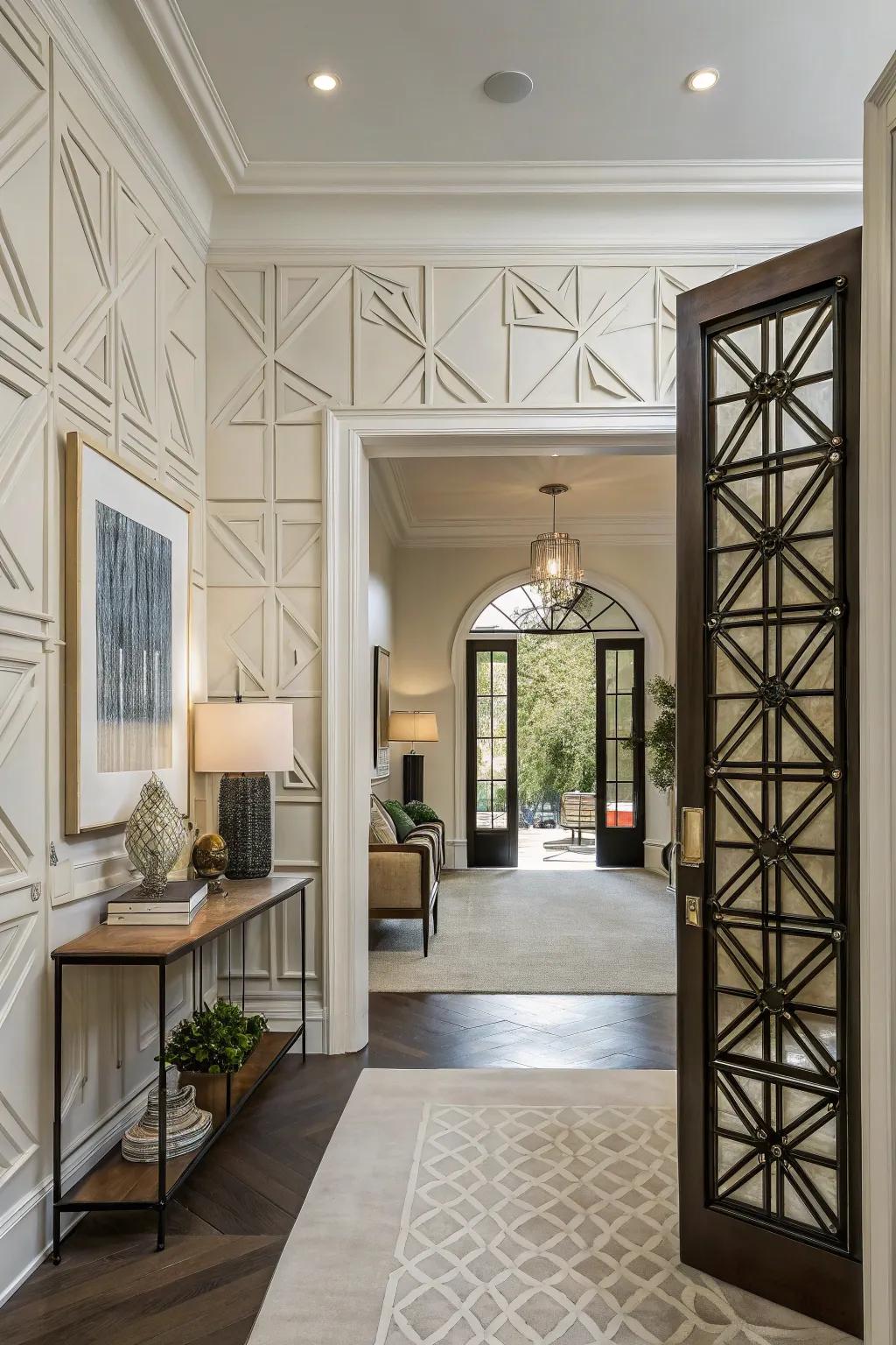 Geometric designs make your entryway stand out.