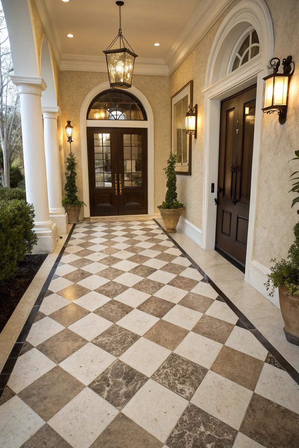 Checkerboard layouts introduce classic elegance.