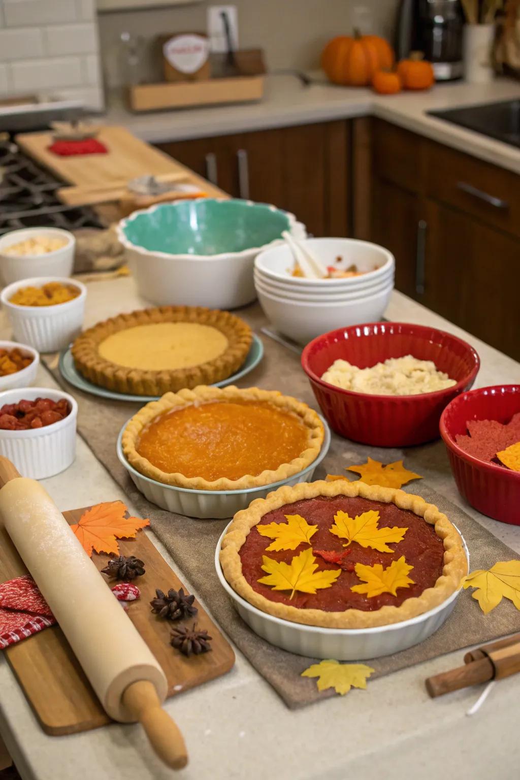 Pie baking contest for a birthday.