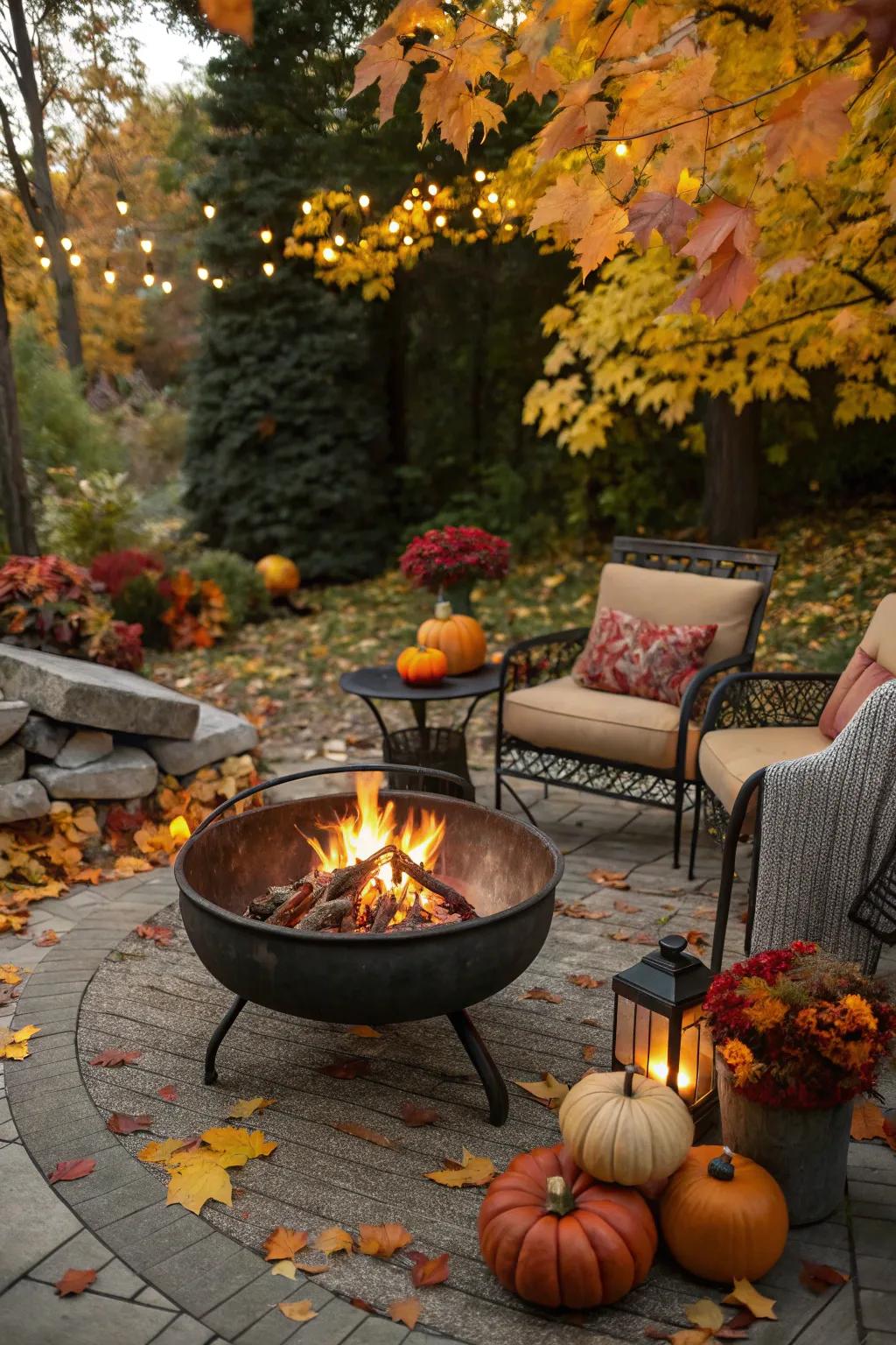 A bonfire area is the ideal meeting place for chilly autumn evenings.