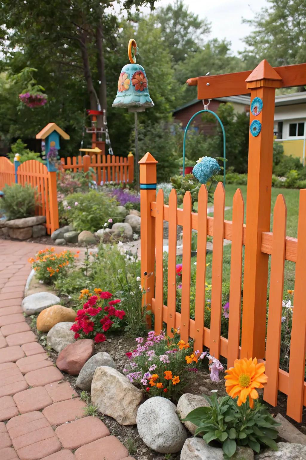 Tangerine fences add a fun and creative flair to gardens.