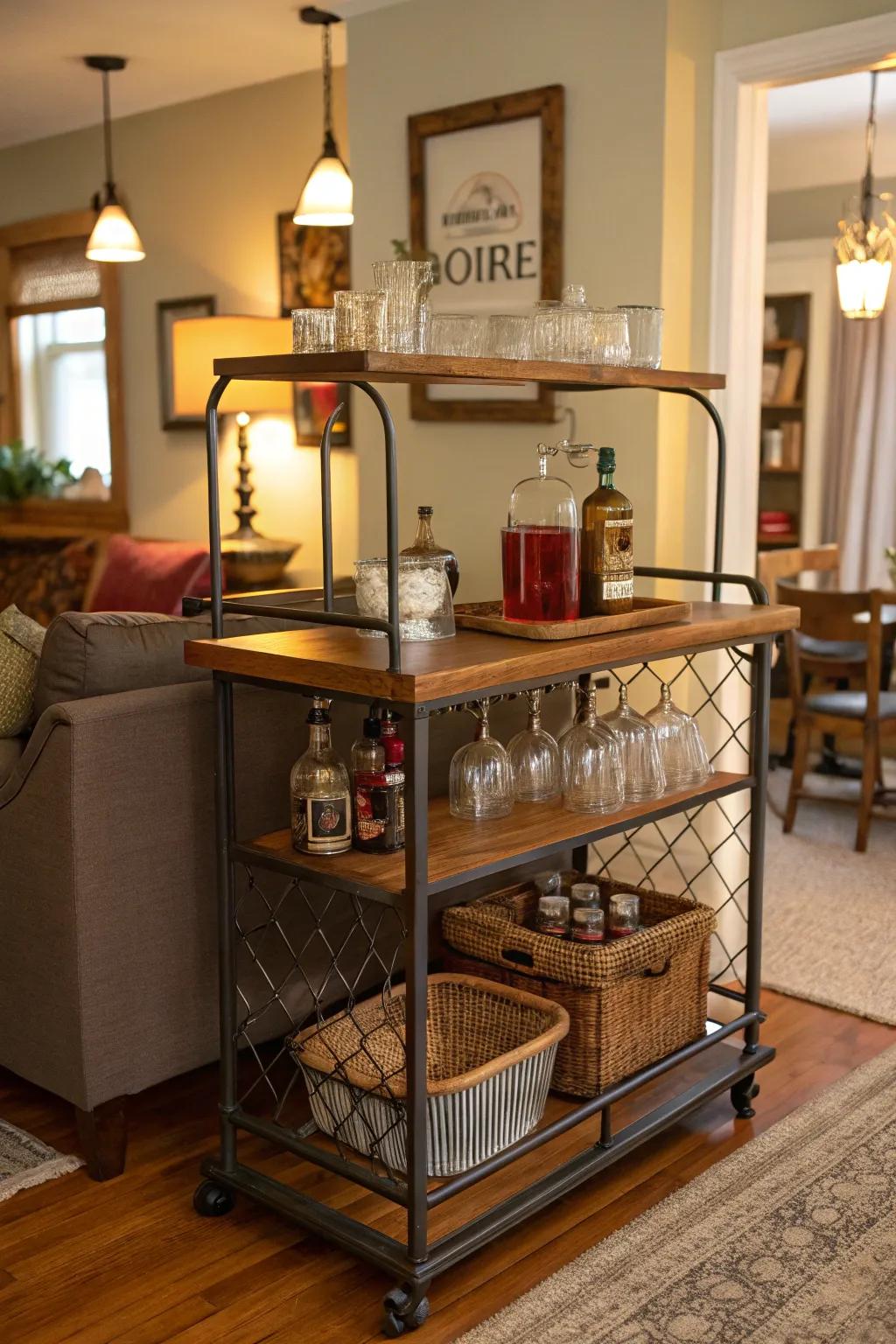 A vintage-inspired bar that delivers retrospection and attraction to any chamber.