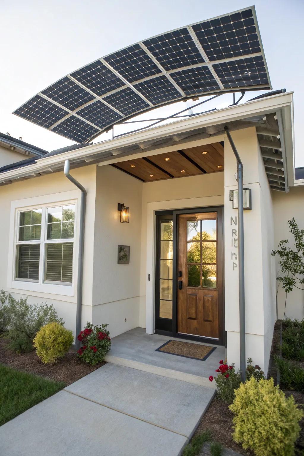 Solar panel overhangs are energy-efficient.