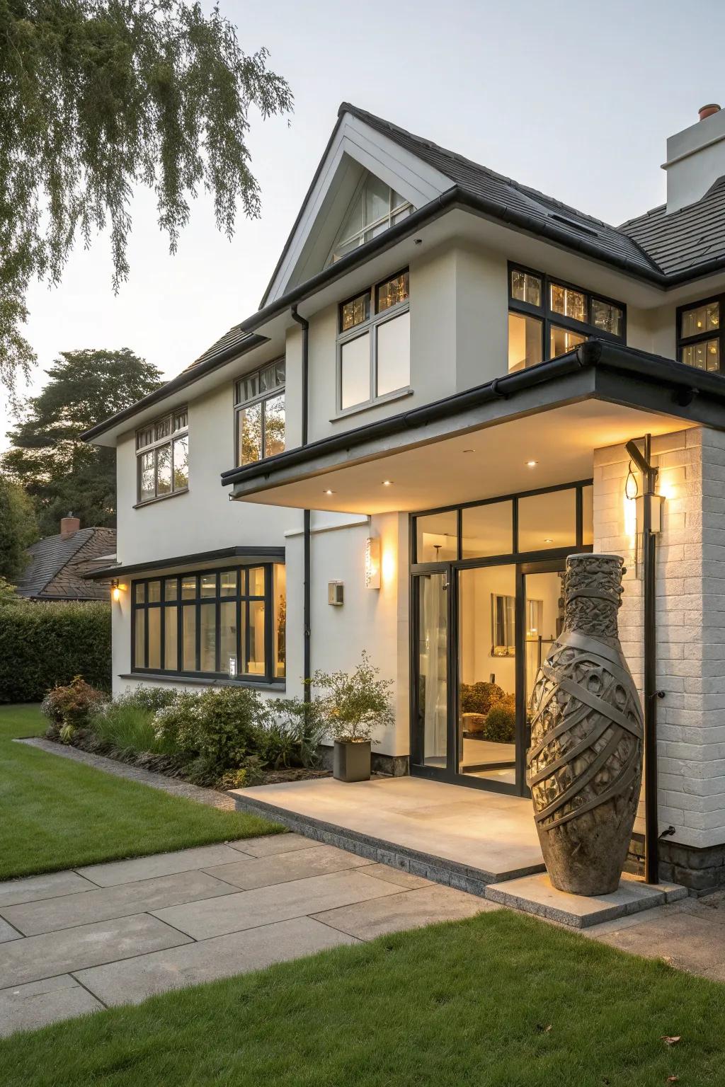A front extension includes a piece that adds flair.