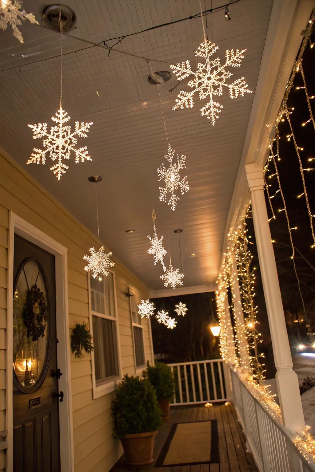 Snow piece designs turn your porch into a winter wonderland.
