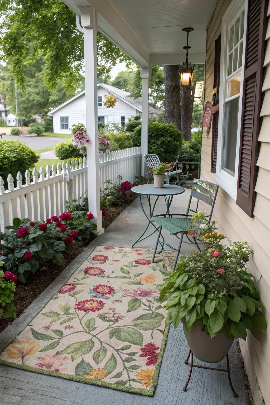 Floral designs give your patio a romantic air.