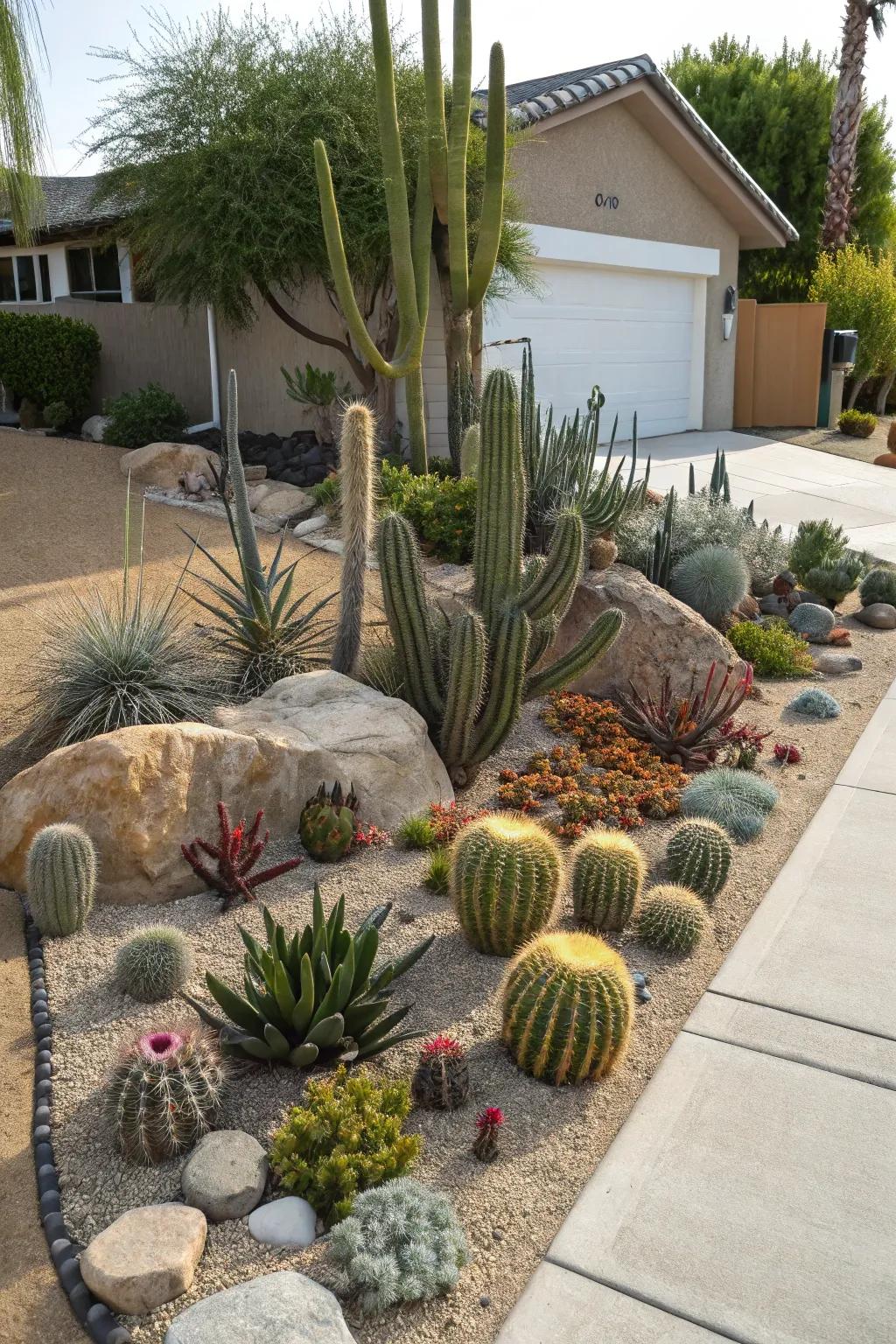 Cacti are a low-maintenance and visually arresting choice.