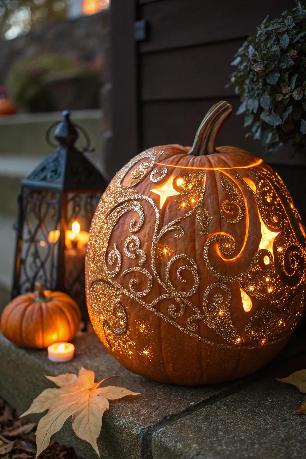 A radiant shine pumpkin, shimmering with elegance and appeal.