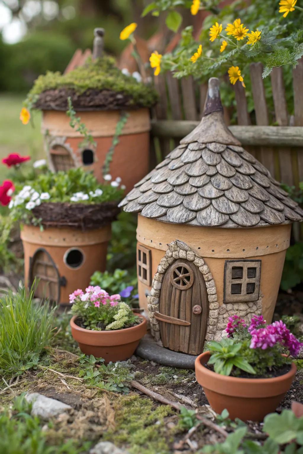 Enchanted flora vessels transformed into captivating gnome abodes.