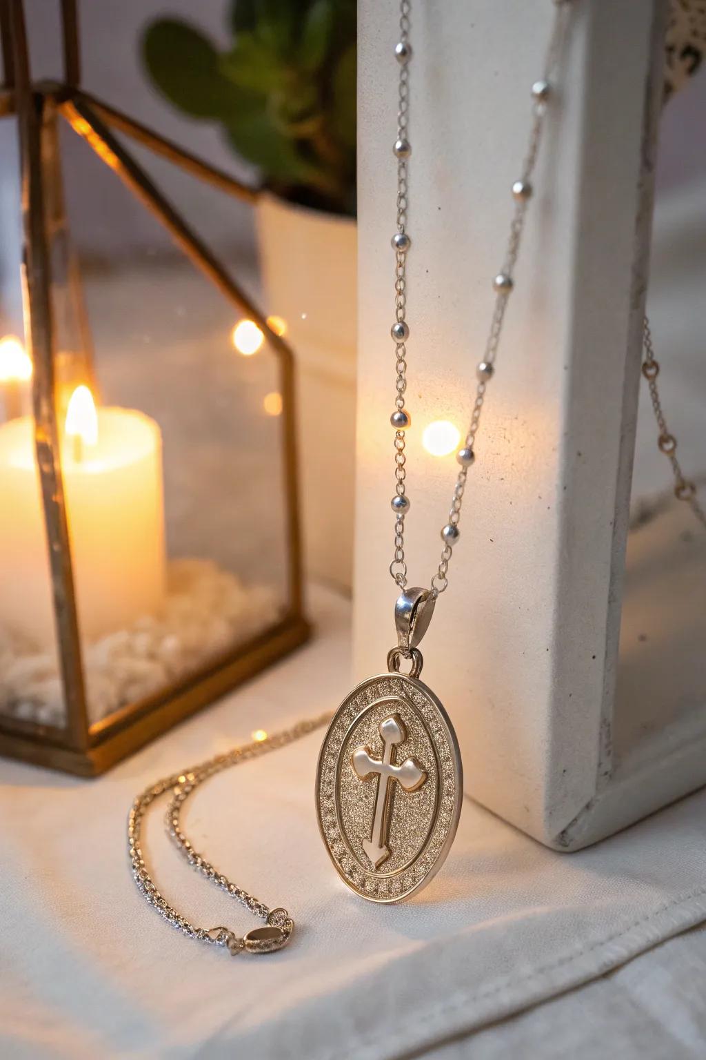 A spiritually-inspired charm necklace boasting personal significance.