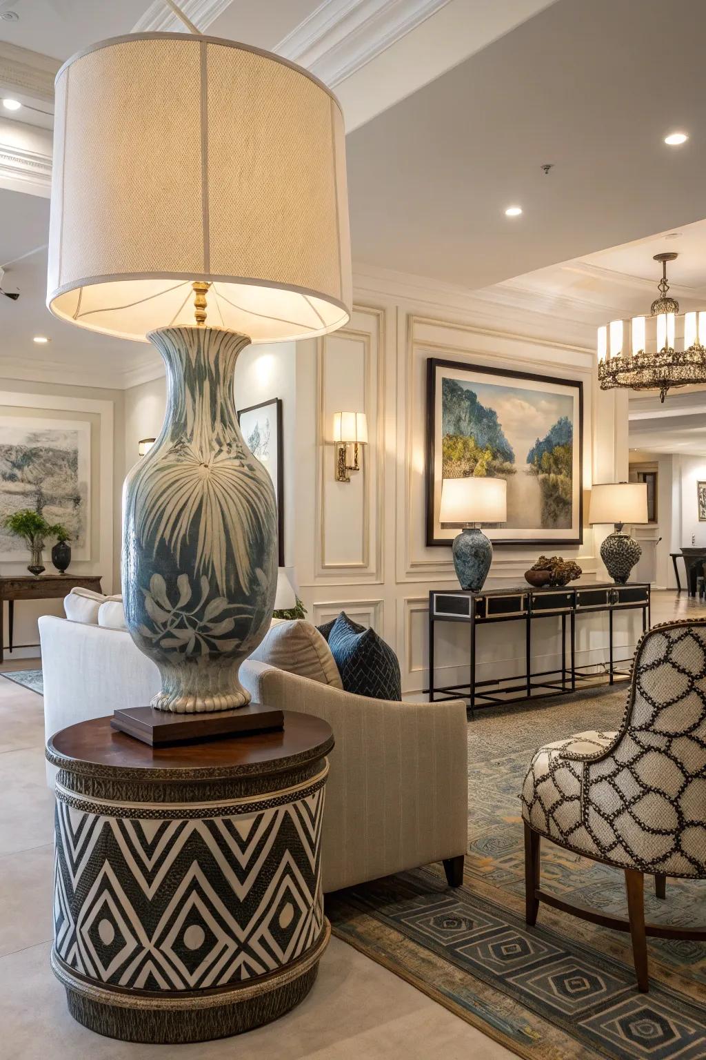 A statement item enhances personality and focus in the room.