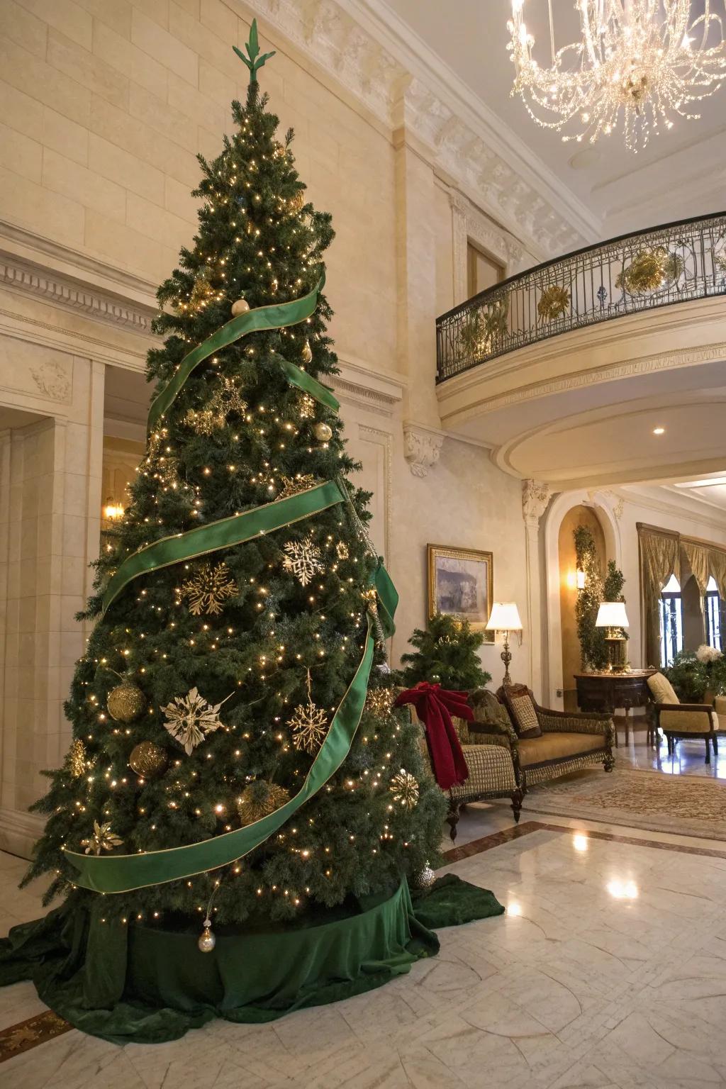 Elegant and luxurious with green velvet ribbons.