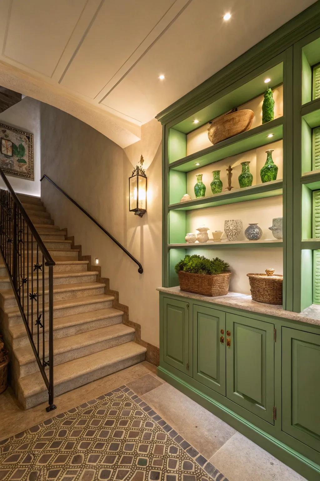Unforeseen verdant accents add charm and visual appeal.