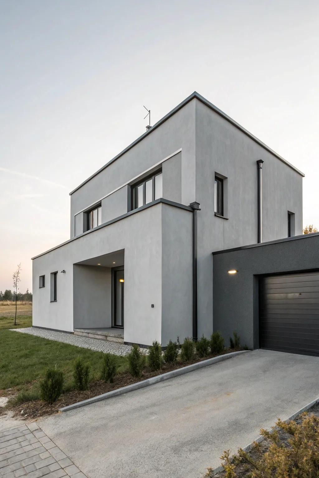 Modern minimalism featuring a serene silver facade.