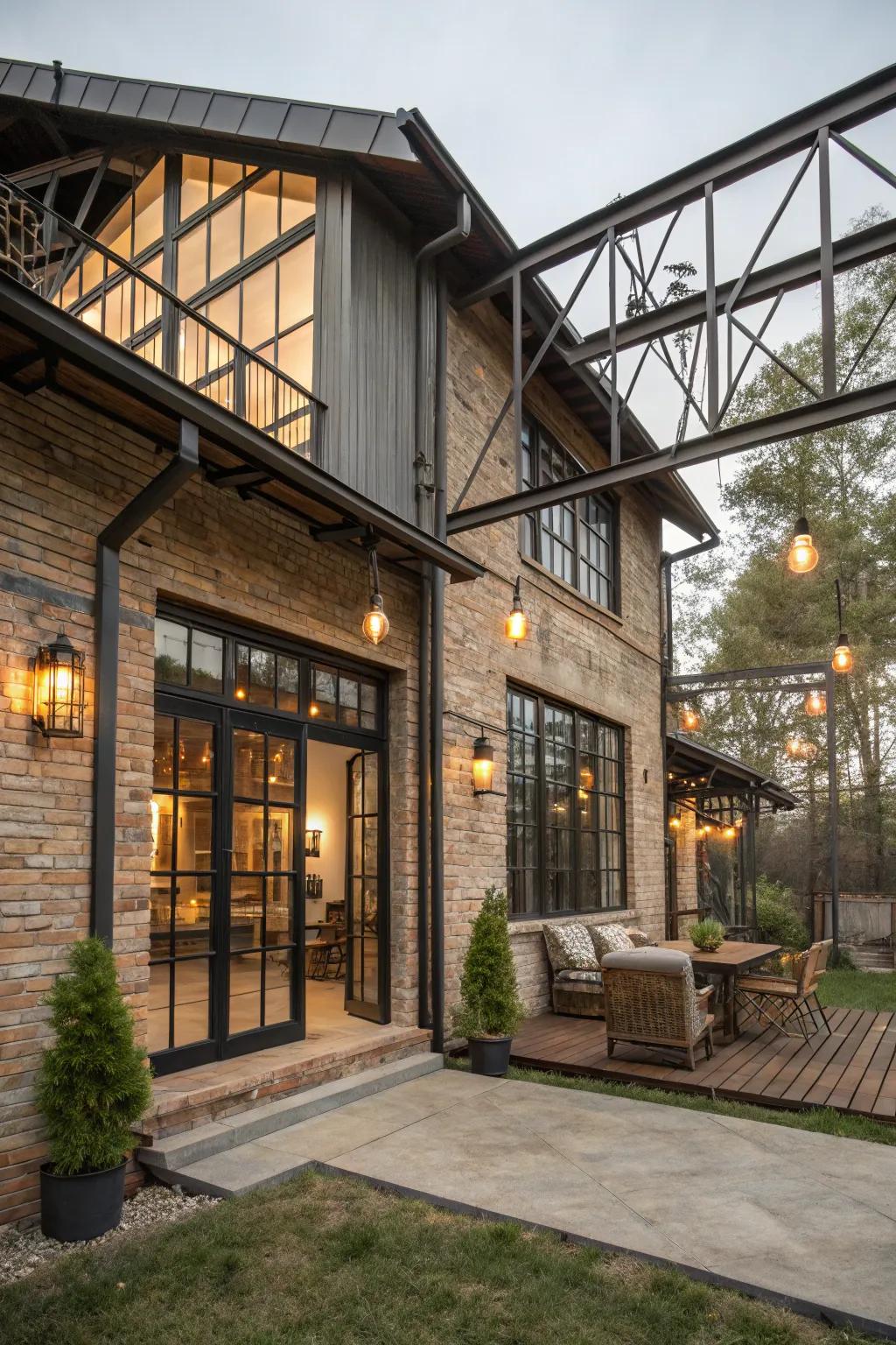 A guest house featuring a raw urban style with exposed elements.