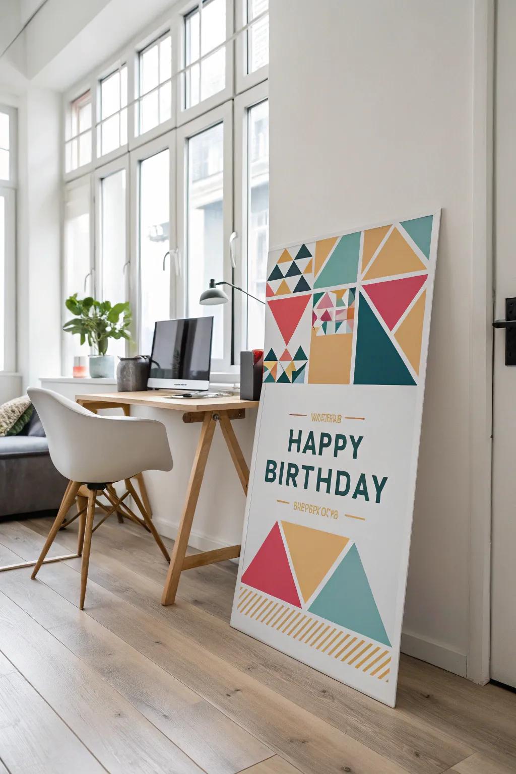 Contemporary geometric layouts deliver a modern birthday ambiance.