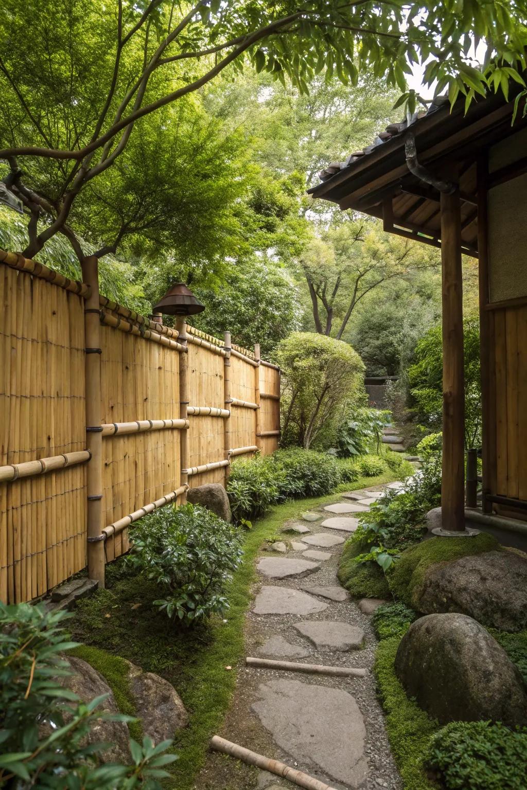Cane enclosures are a chic and natural screening option.