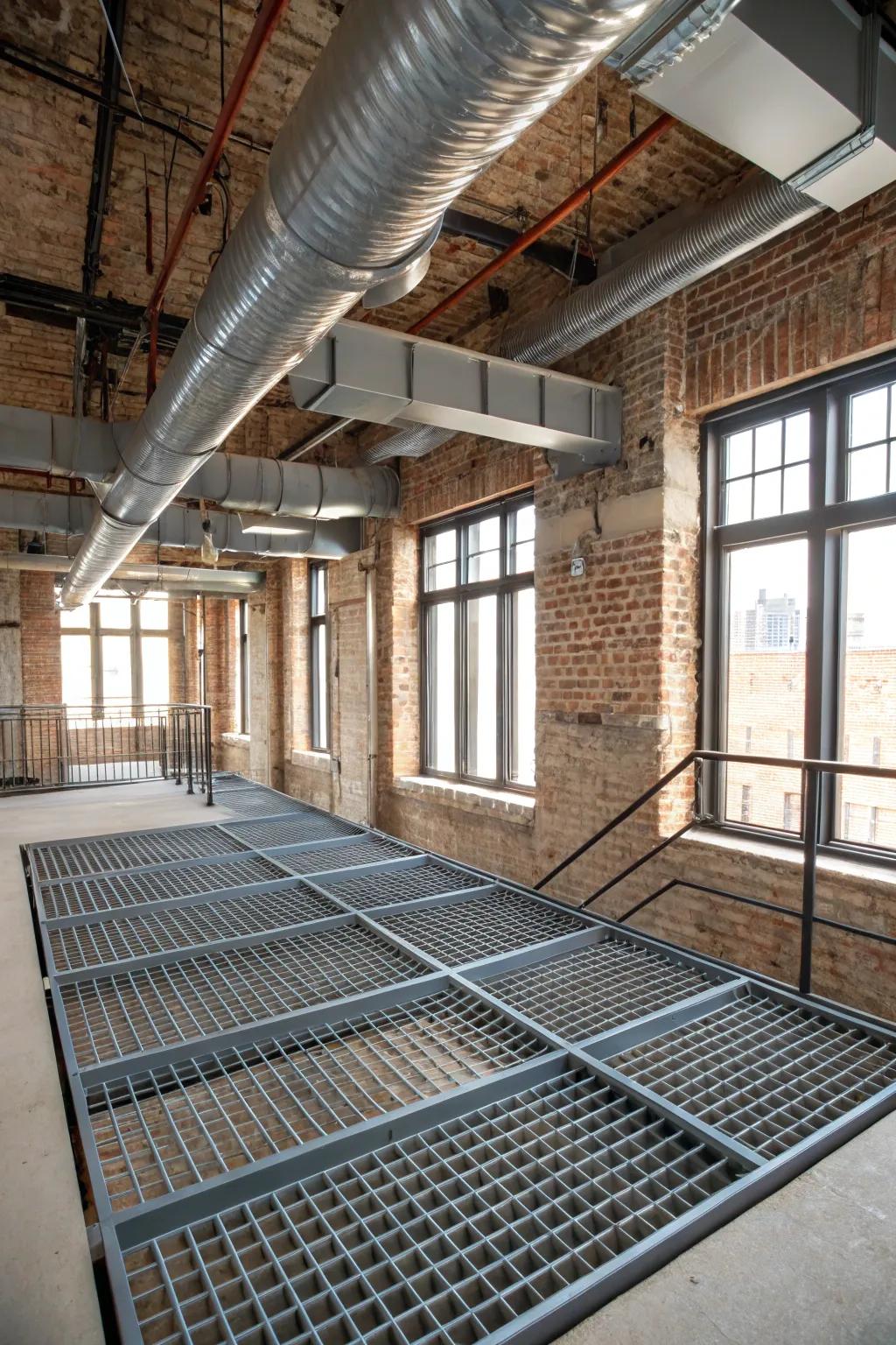 Modern concealment solution with industrial-style metal grates.