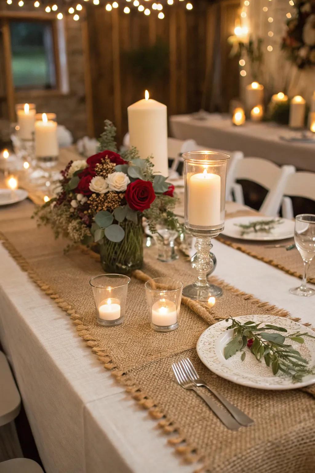 Textural traits like coarse weave enrich the ambiance of your holiday surface.