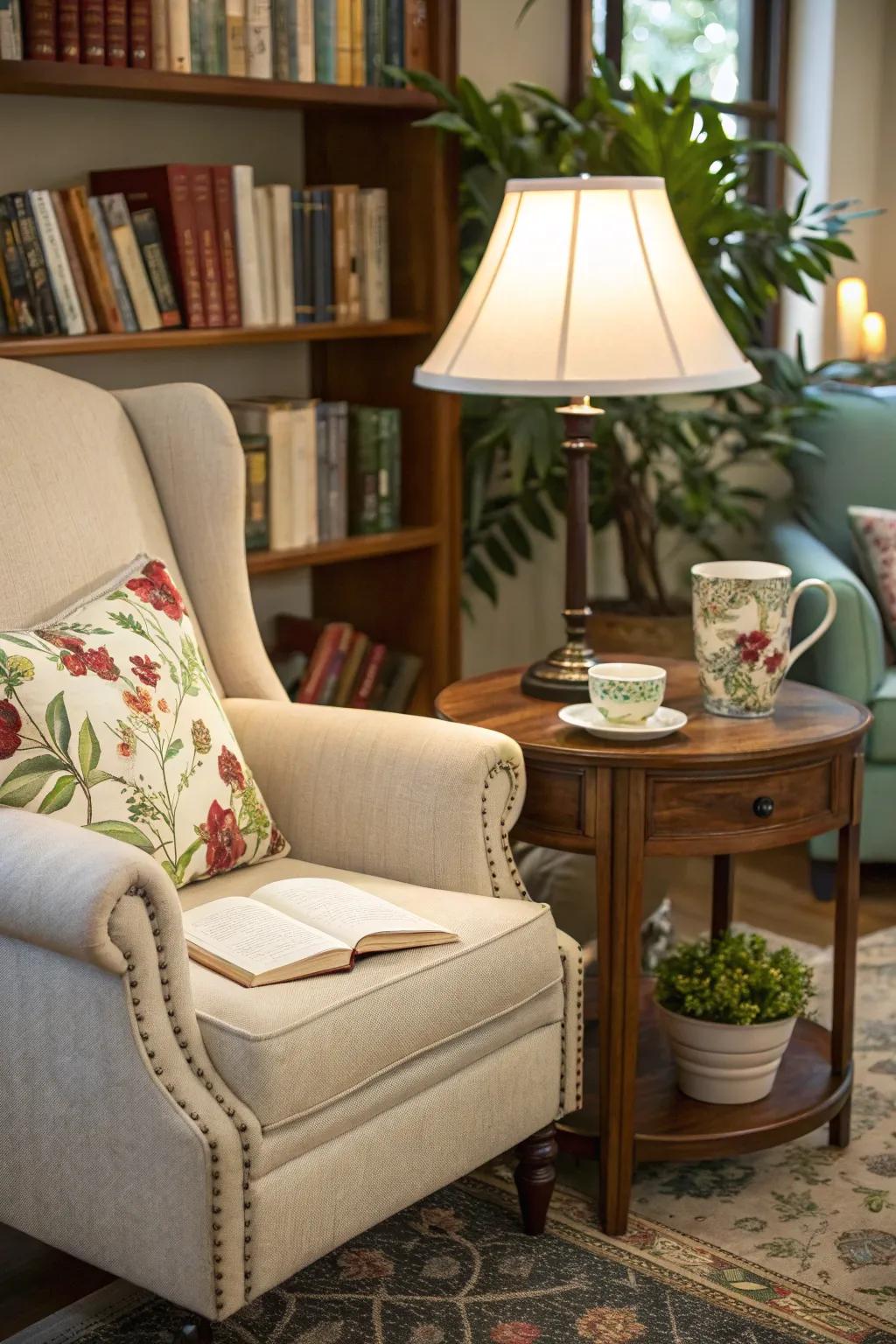 A snug corner beckons you to recline and de-stress.