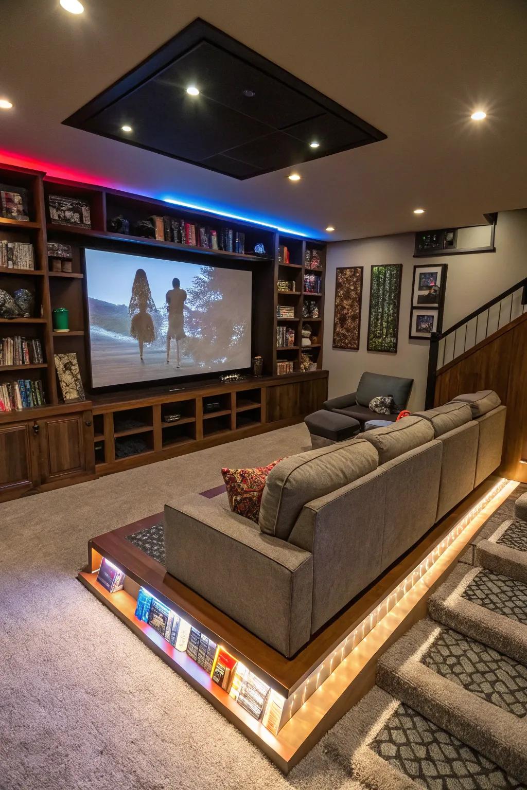 Do-it-yourself stages allow personalization and a personal flair to your movie room.