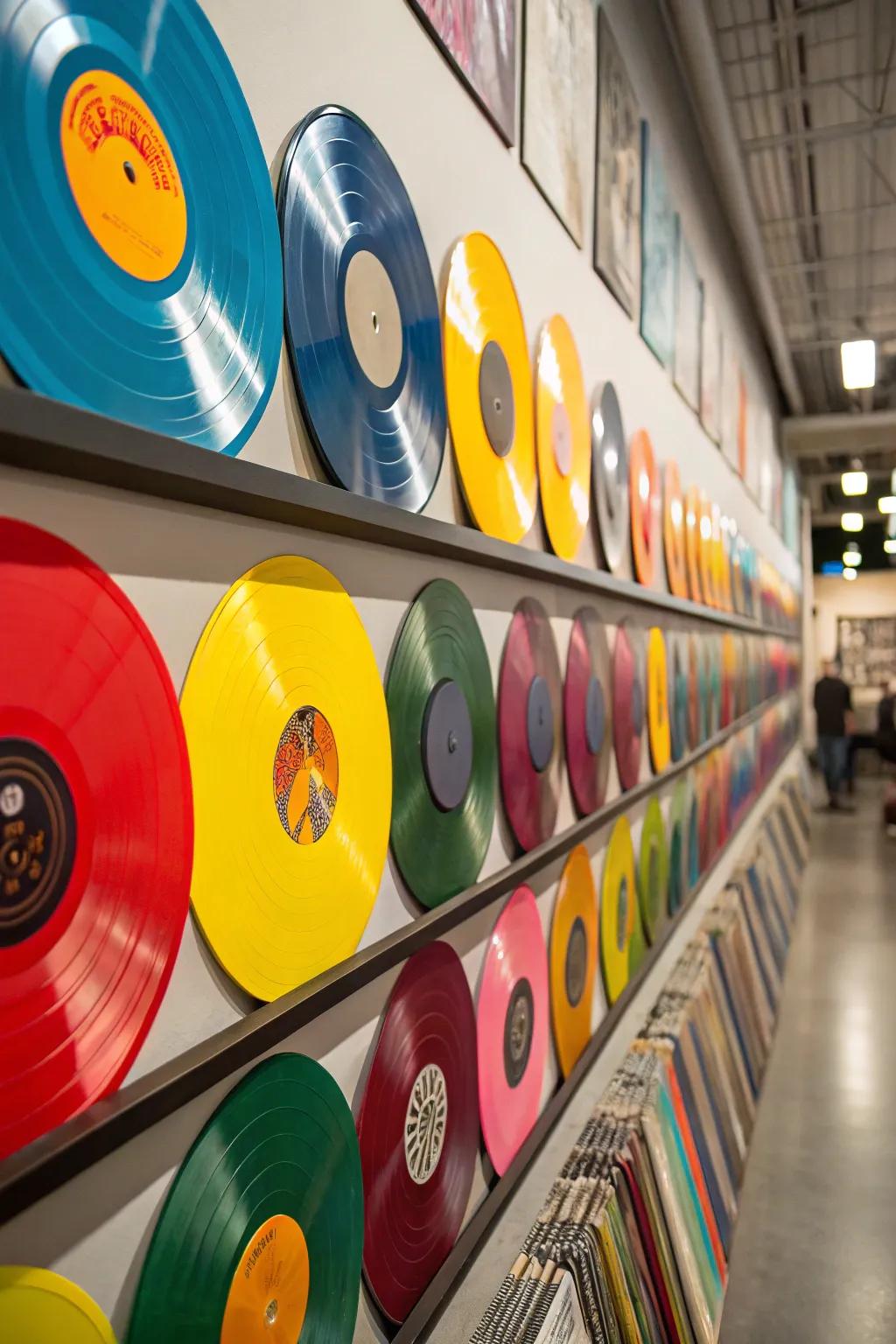Vinyl records bring a musical touch.
