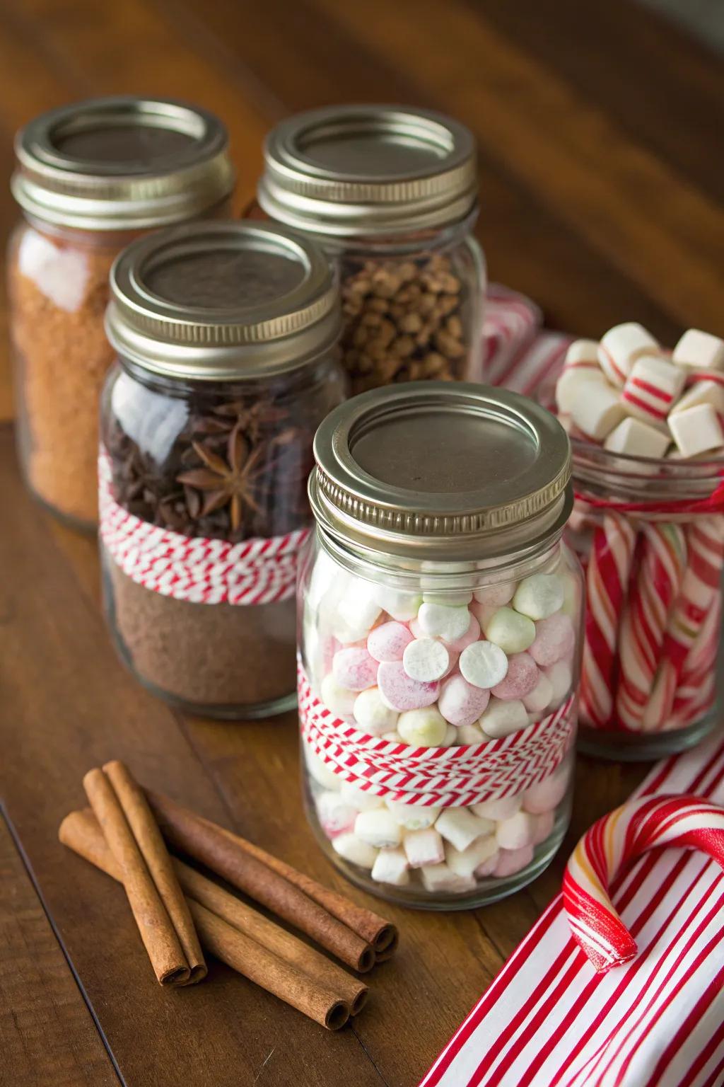 Mix-in jars provide an easy way to add flavor to your hot chocolate.