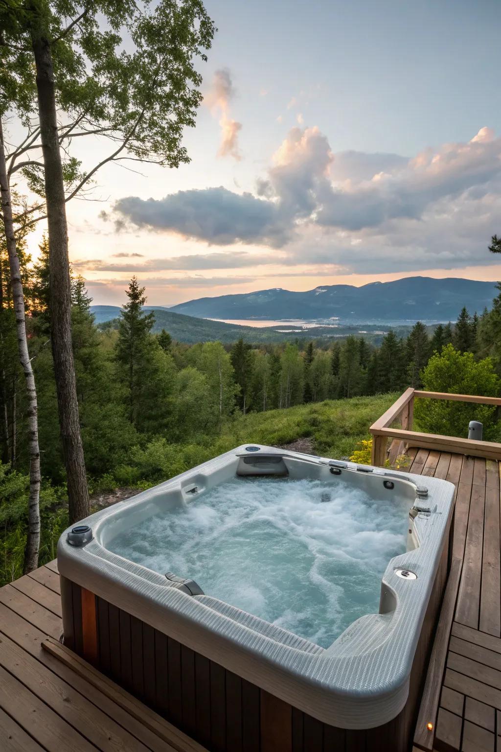 A dedicated hot tub stage offers built-in privacy and views.