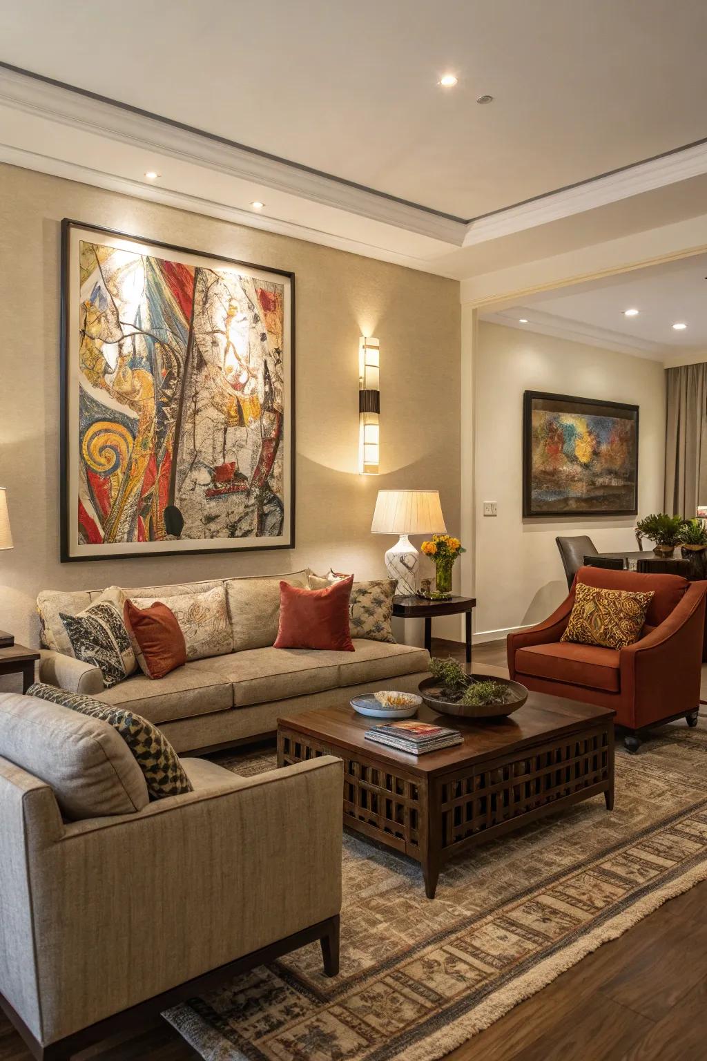 Striking art pieces make a statement and inject personality.