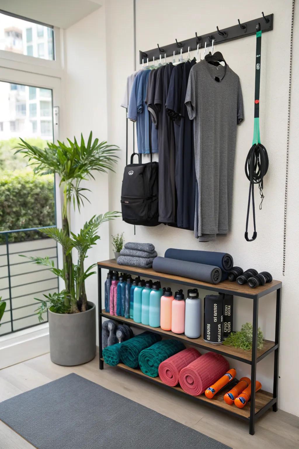 A dedicated spot for everything workout-related.
