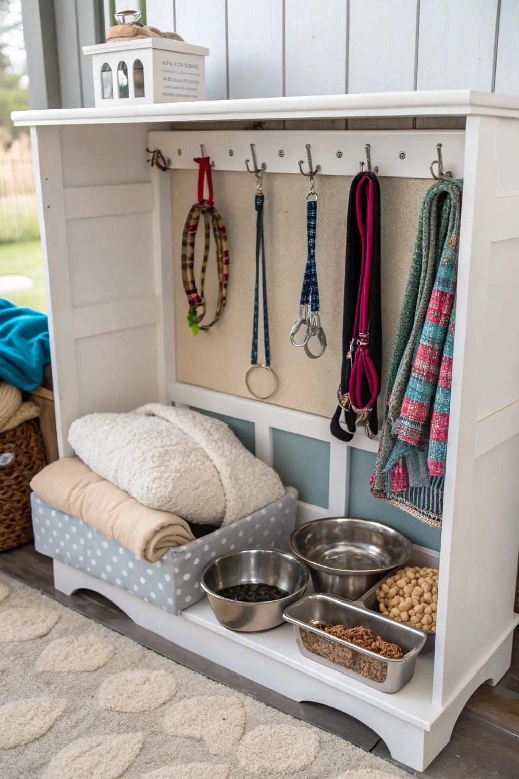 With a china cabinet top, you can create a special area for your pets.