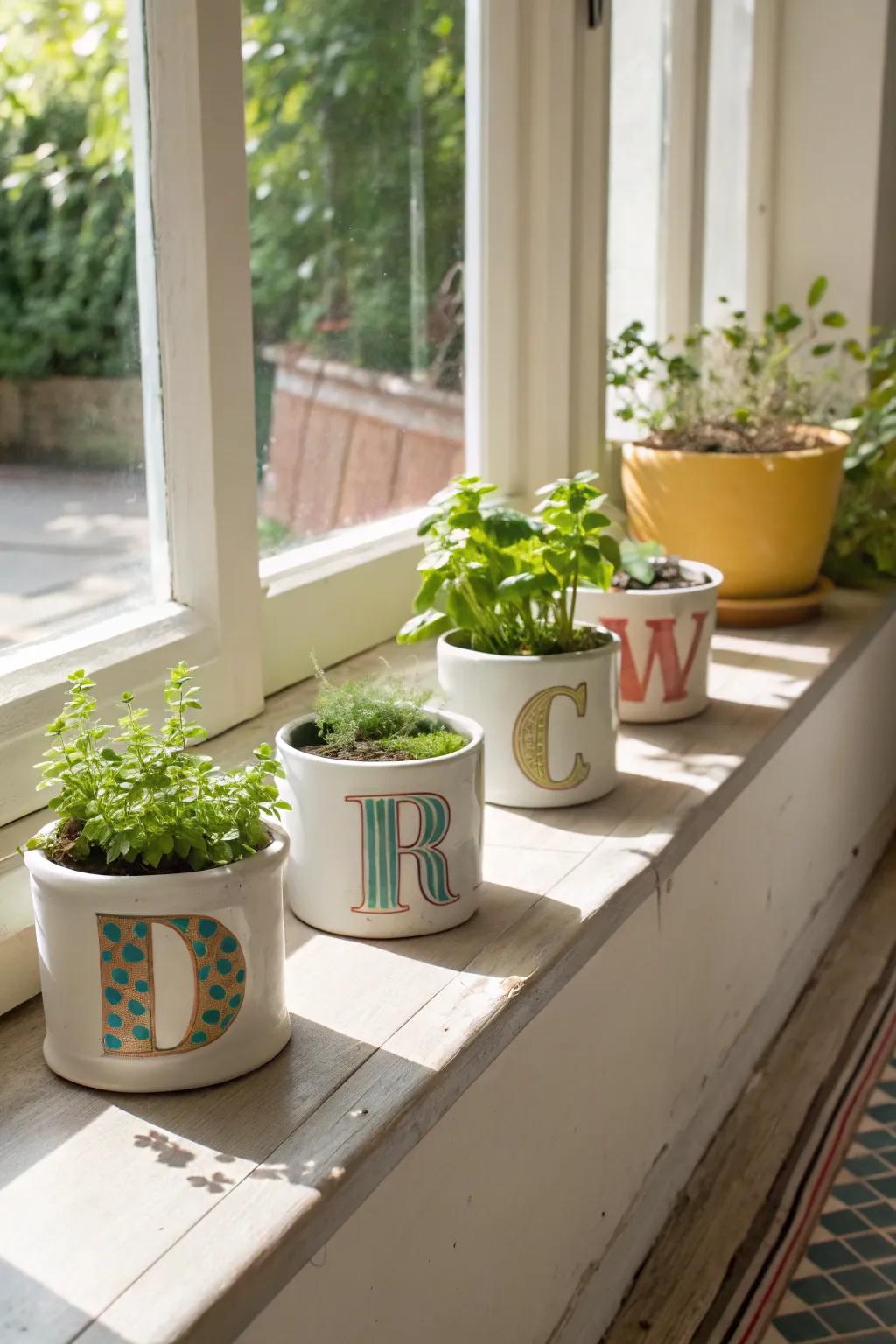 Brighten your space utilizing ceramic initials planters.