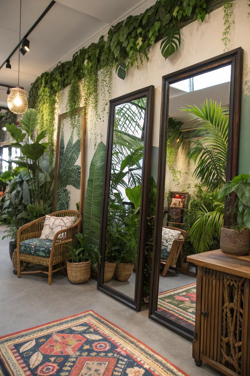 Mirrors can make your jungle space feel more expansive and lush.