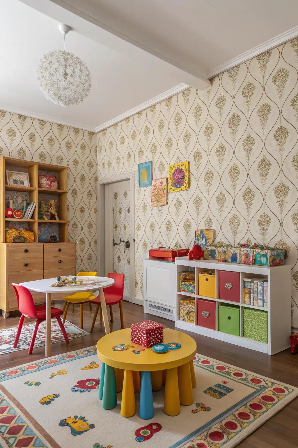 A playroom with classic-inspired decor offering a timeless aesthetic.