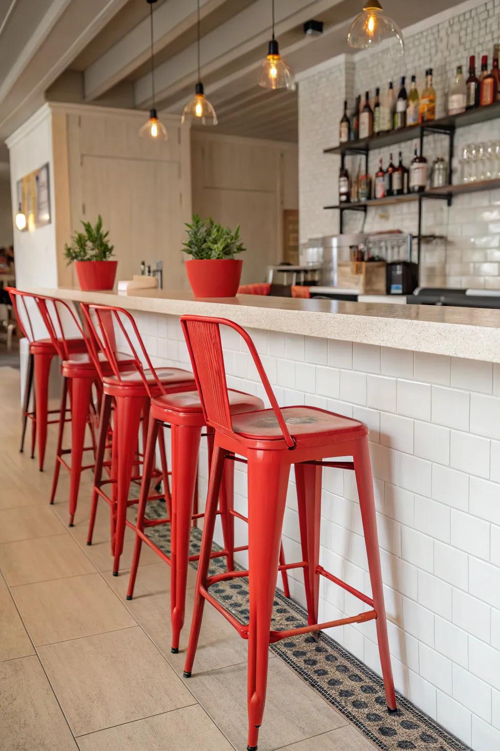 Brilliant seating pieces can enliven any kitchen bar.