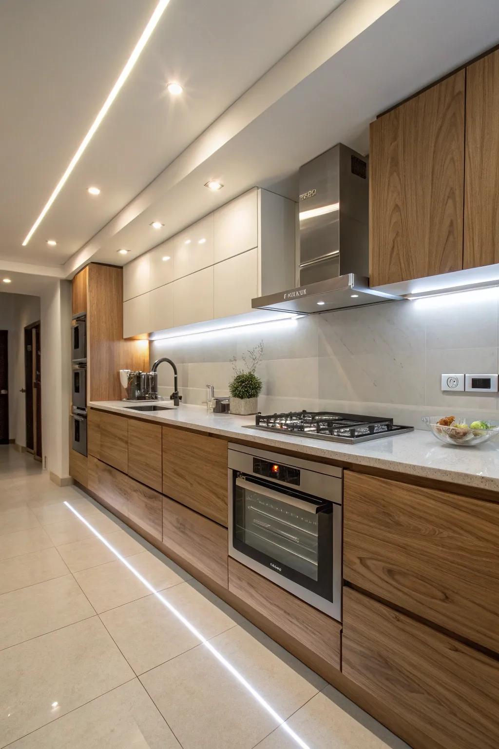 Integrated illumination enhances both function and ambiance.