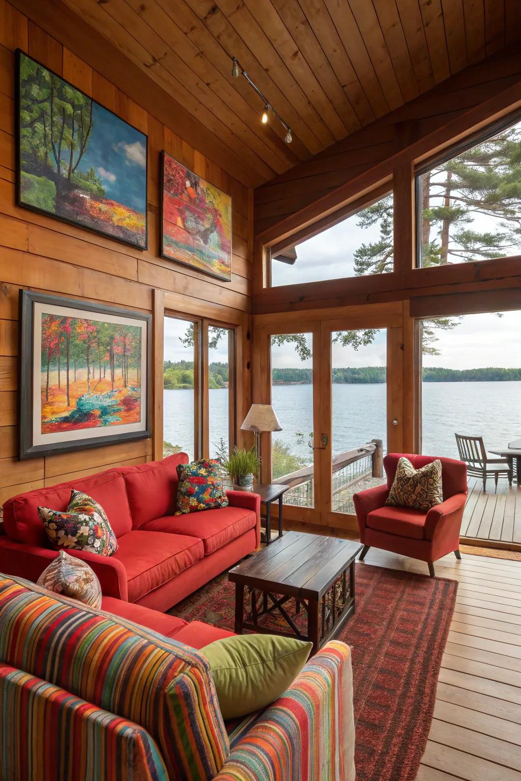 Vivid hues inject energy and dynamism into the space.