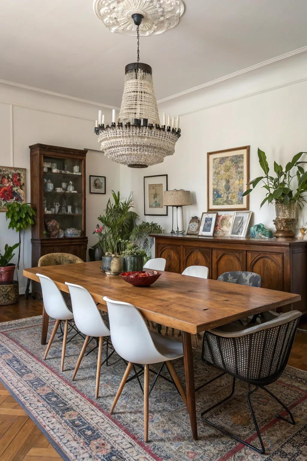 A blend of furniture designs that adds character and charm.