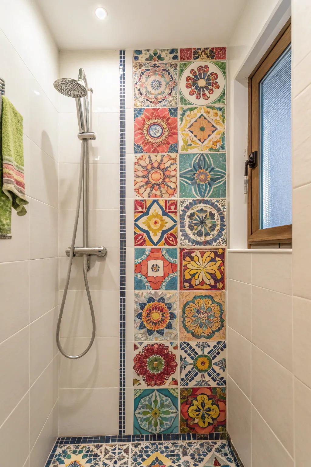 Small tiles bring a unique and artistic feel to your shower.