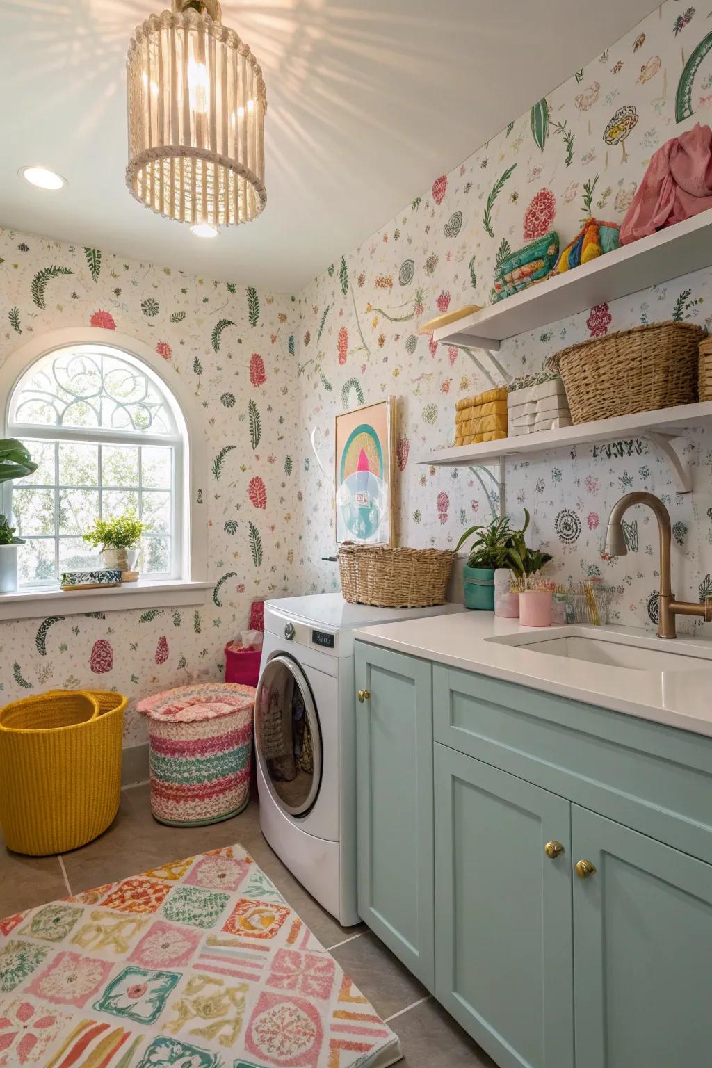 Whimsical designs transform your laundry room into a wonderland.