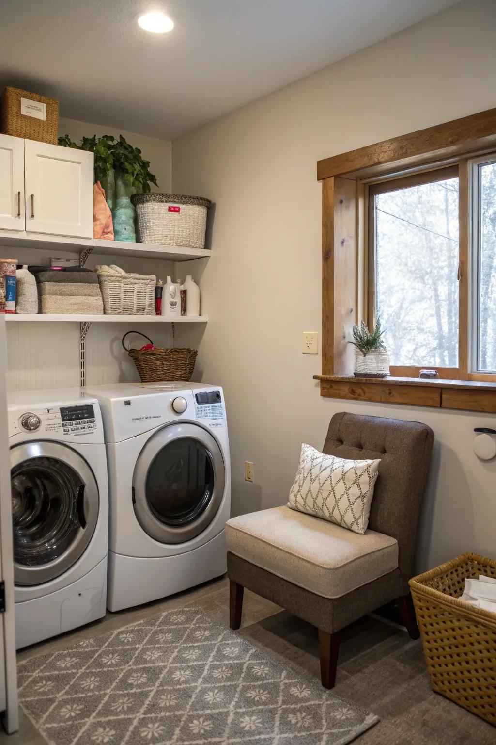A cozy nook can make your washing room a more delightful space.