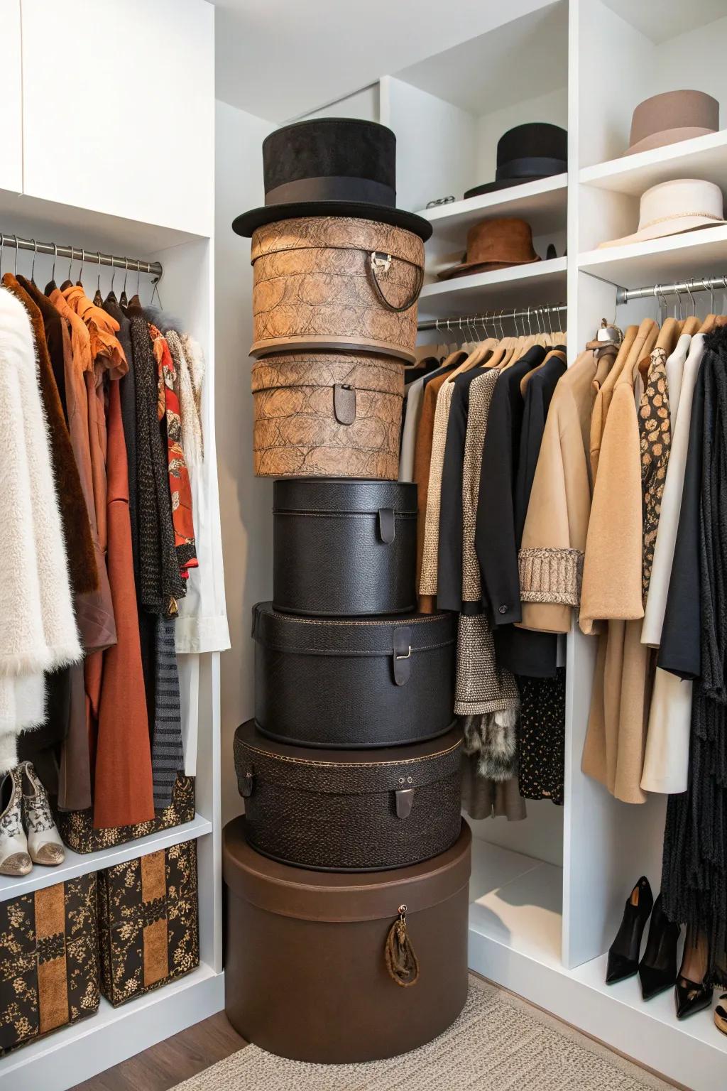 Hide hat cases merge storage with elegance.