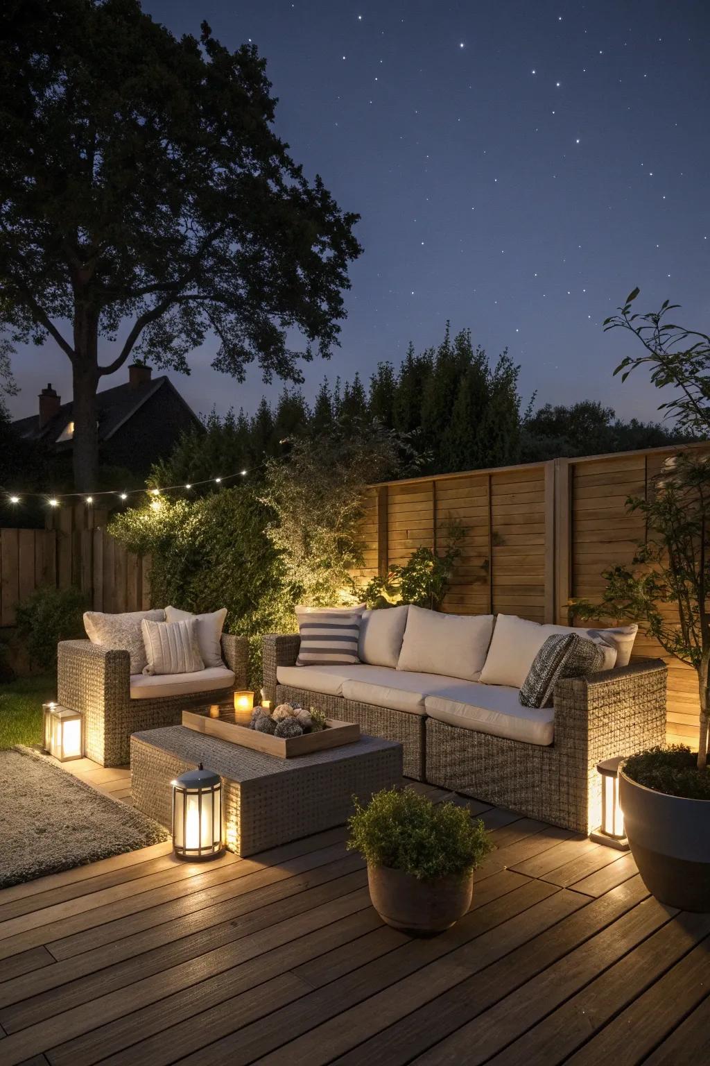 With LED-lit furniture, create a welcoming outdoor space.