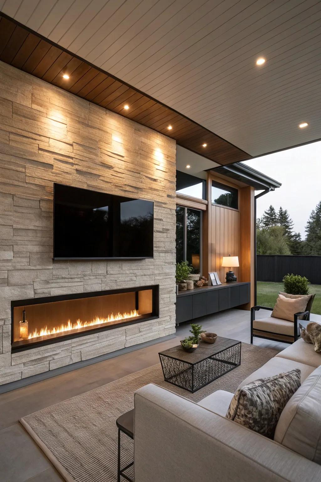 Establish ambiance through accentuating illumination encircling your hearth.