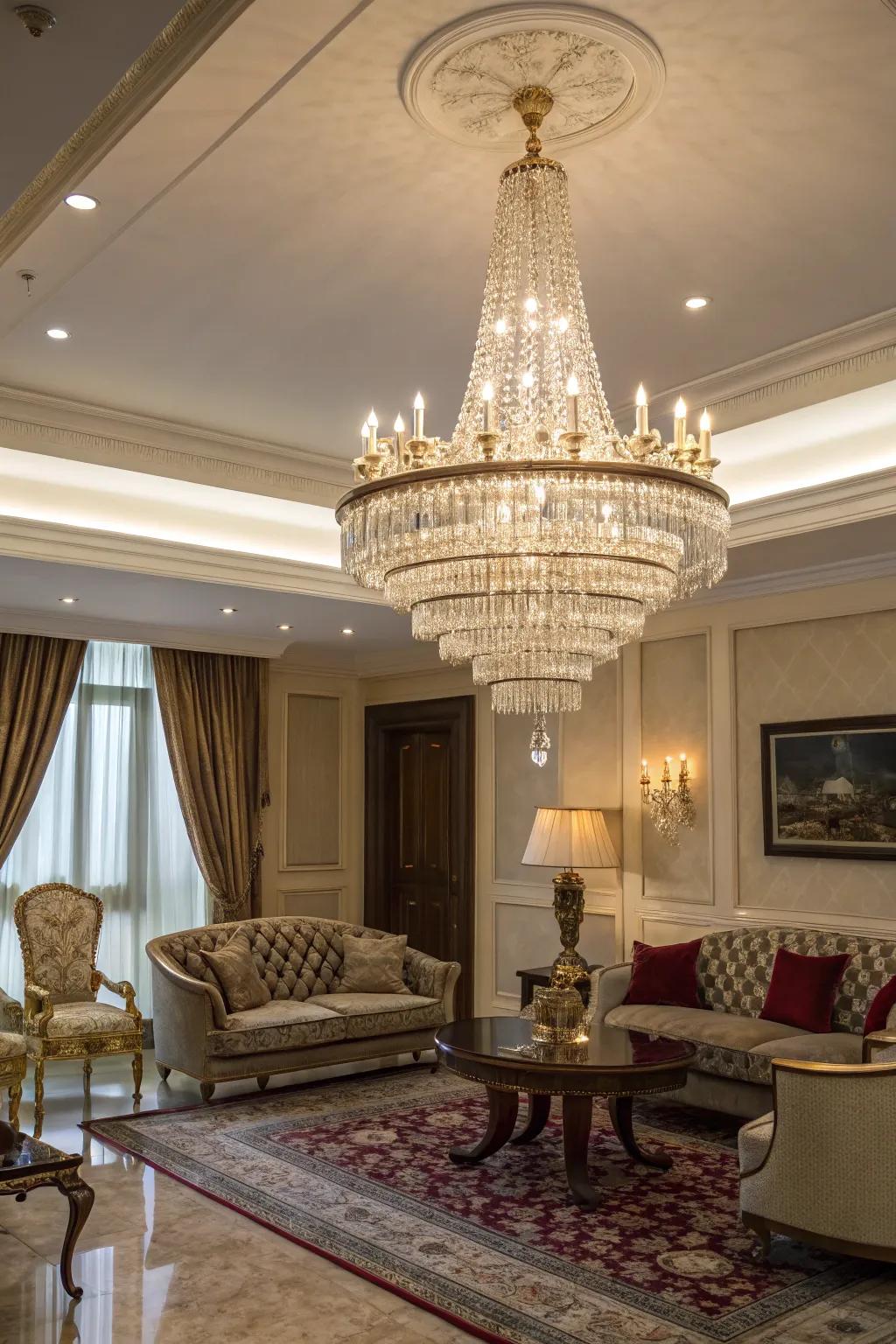 Sparkling ornaments exude opulence and elegance.