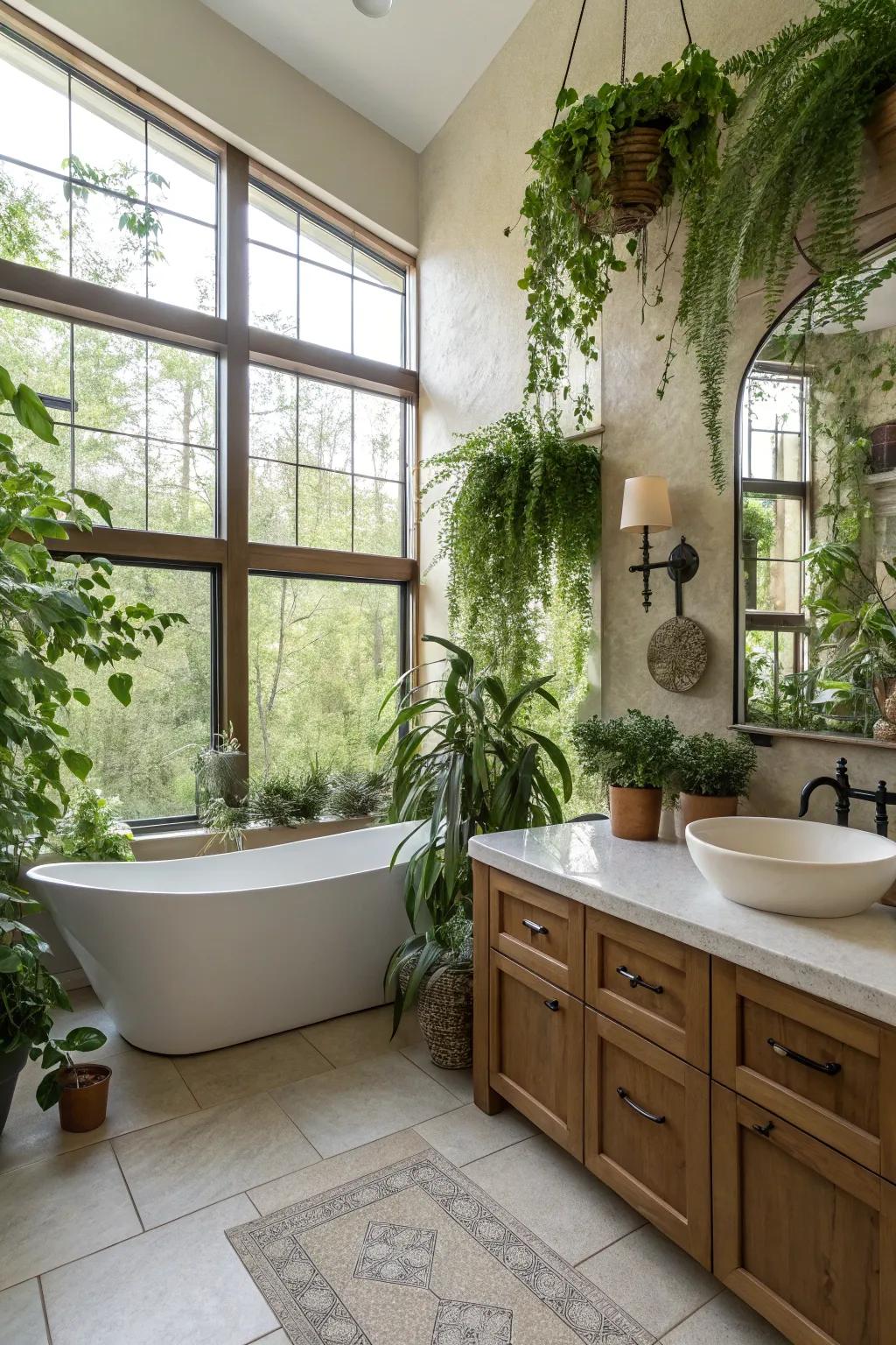 Indoor greenery bring life and freshness to the space.